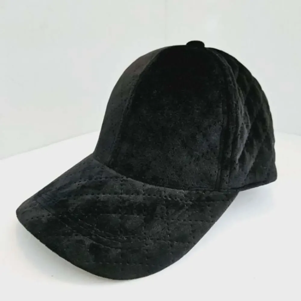 MIXIT Velvet Crosshatch Black Adjustable Women's Baseball Hat Cap